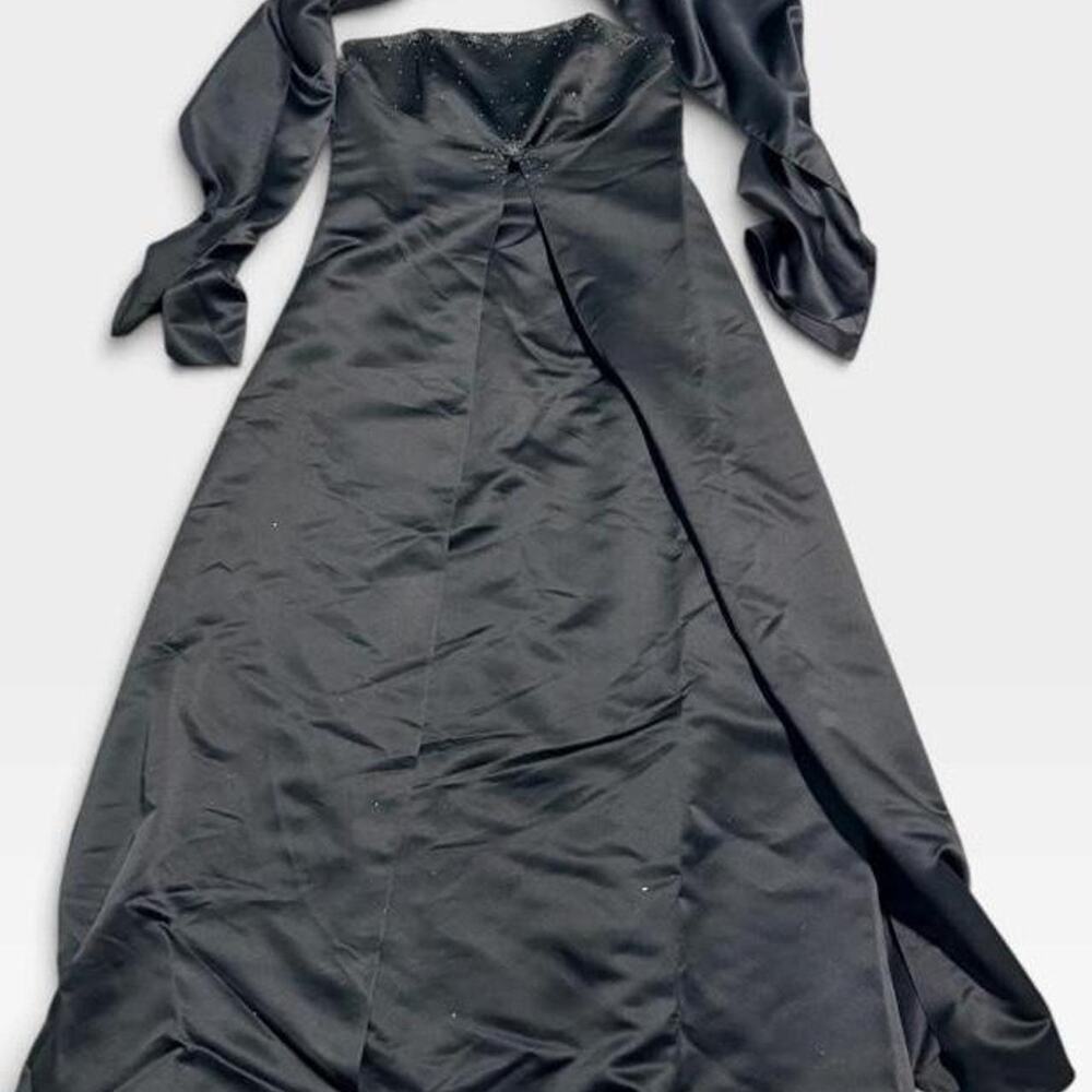 Eden Maid Black Sleeveless Satin Dress Size 18 with Shaw